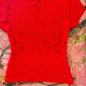 red lace sheer mesh short sleeve t shirt baby tee